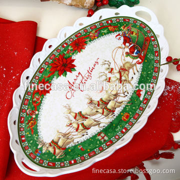 15 Inches New Bone China Christmas Tray